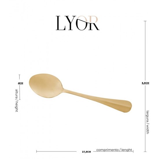 Colher 27,5cm Aço Inox Para Servir Positano Dourada